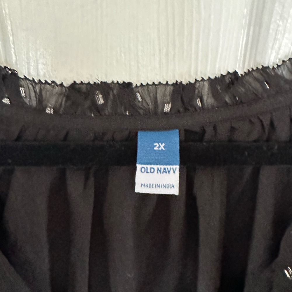 Black Sheer Old Navy Dress 2X Silver Sparkle - Picture 5 of 6